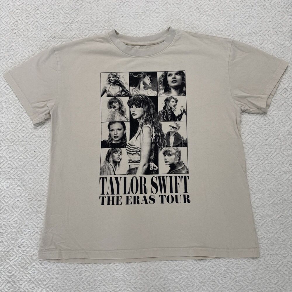 Taylor Swift The Eras Tour Official Merch Cream Beige Tee Size L
